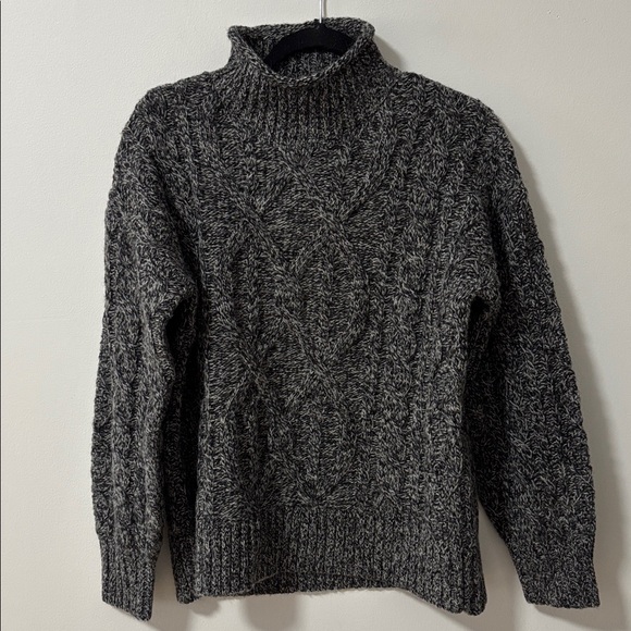 LL BEAN (M) 1912 Heritage Wool Blend Mockneck Sweater Charcoal Marled NWT Warm - Picture 4 of 11